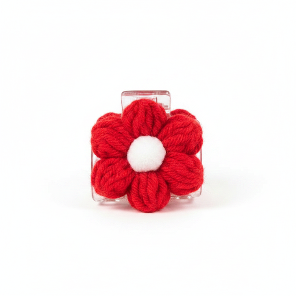 Crochet hair accessories puff flower hair claws handmade gift items