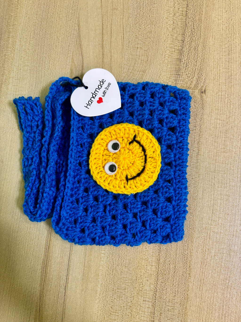 Handmade Crochet Smiley Face Mini Crossbody Bag for Girls | Cute Kids Crochet Sling Bag | Handmade Small Purse | Nesty Crafters