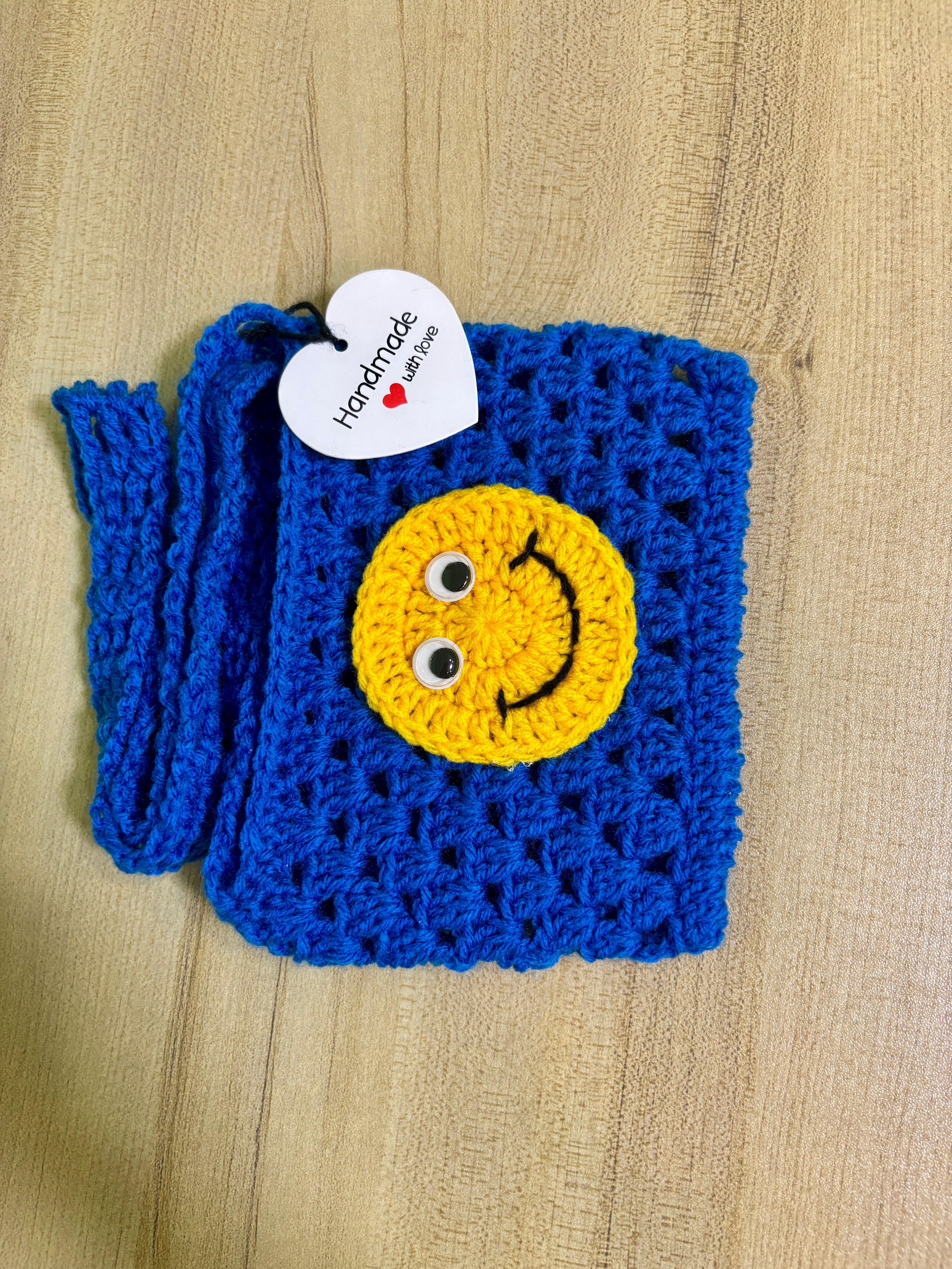Handmade Crochet Smiley Face Mini Crossbody Bag for Girls | Cute Kids Crochet Sling Bag | Handmade Small Purse | Nesty Crafters