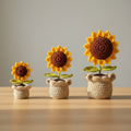 Crochet sunflower pots handmade home decor items | Nesty Crafters