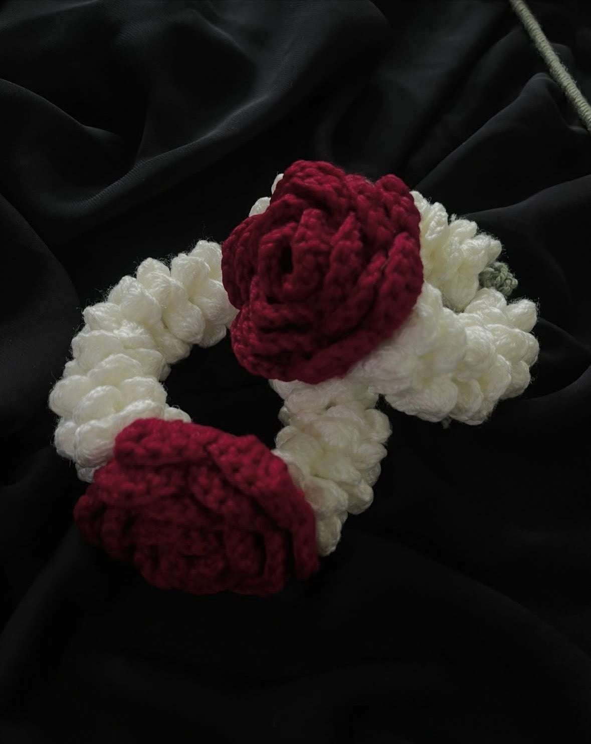 Crochet rose and jasmine flower gajra tradition wedding wear (1 pair) | Nesty Crafters