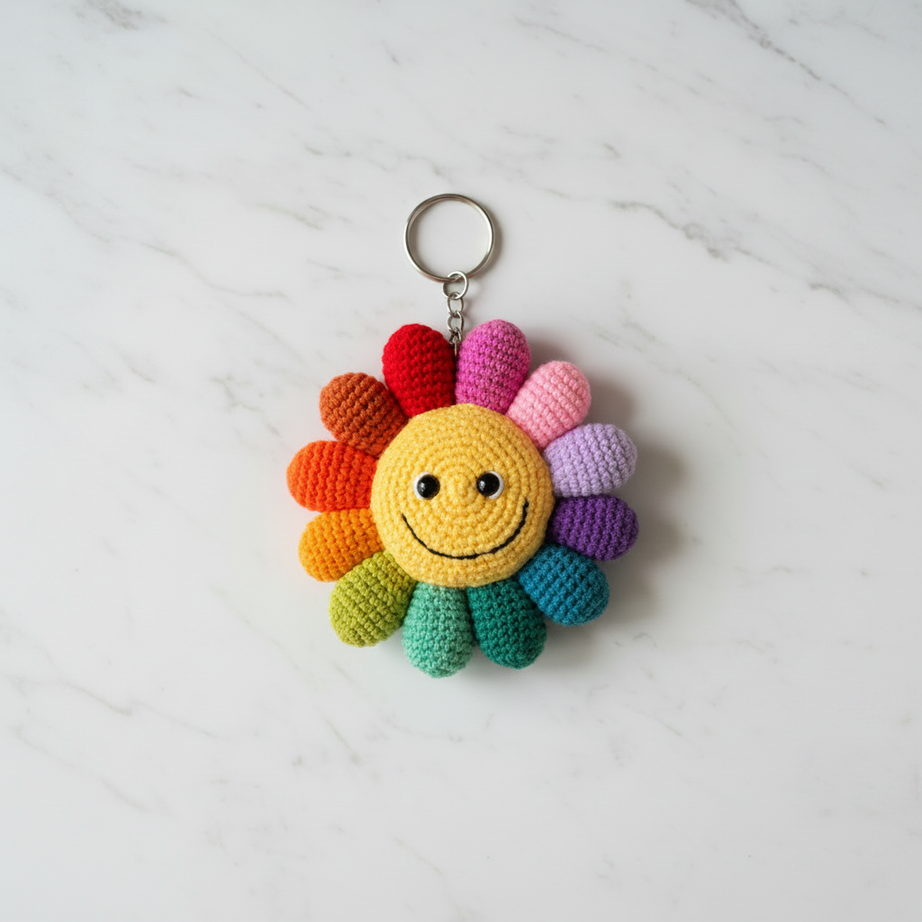 Crochet marukami flower keychain | Nesty Crafters