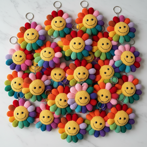 Crochet marukami flower keychain | Nesty Crafters