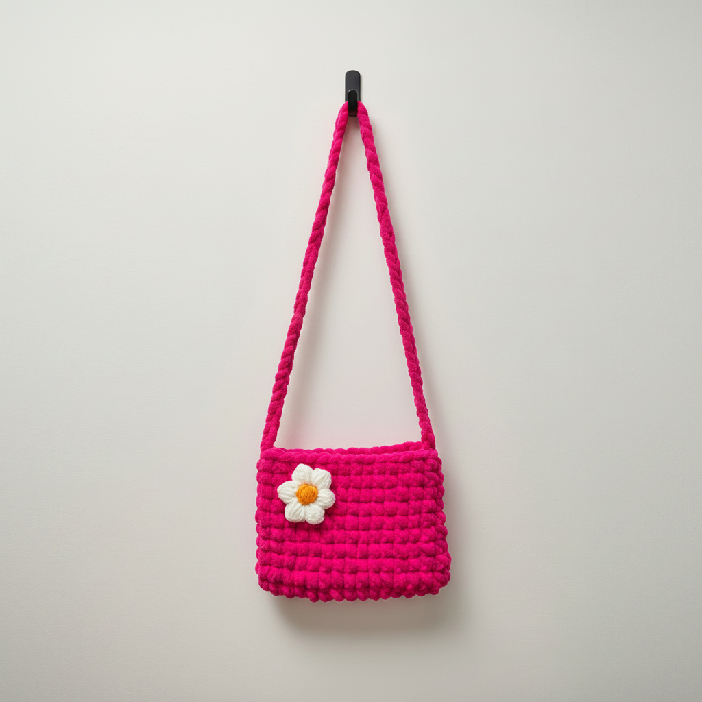 Crochet cute plush yarn bags for girls | Nesty Crafters