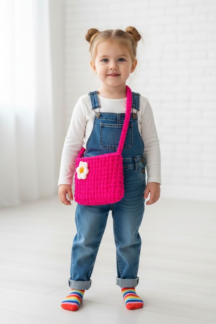 Crochet cute plush yarn bags for girls | Nesty Crafters